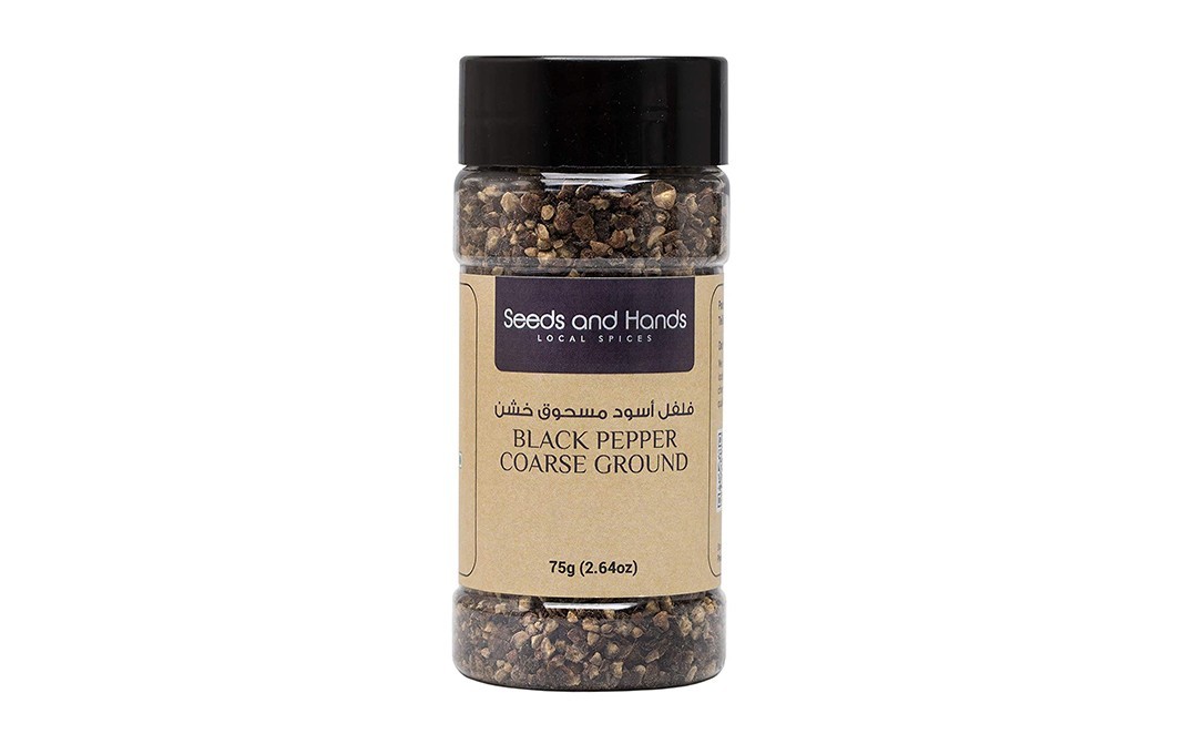 Seeds And Hands Black Pepper Coarse Ground    Plastic Bottle  75 grams